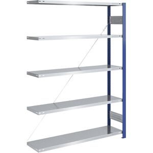 Steckregal, Bauart leicht, einseitig, HxBxT 2000 x 1300 x 400 mm, blau/verzinkt, Anbauregal eurokraft pro