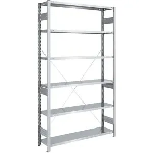 Steckregal, Bauart mittelschwer, einseitig, HxBxT 2500 x 1300 x 400 mm, verzinkt, Grundregal eurokraft pro