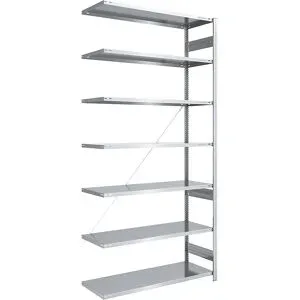 Steckregal, Bauart leicht, einseitig, HxBxT 3000 x 1300 x 600 mm, verzinkt, Anbauregal eurokraft pro