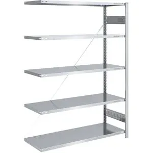 Steckregal, Bauart mittelschwer, einseitig, HxBxT 2000 x 1300 x 600 mm, verzinkt, Anbauregal eurokraft pro