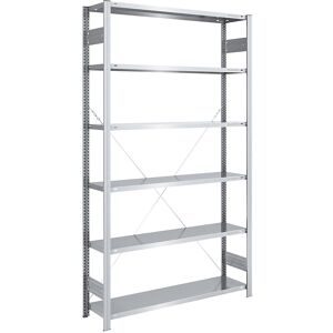 Steckregal, Bauart leicht, einseitig, HxBxT 2500 x 1300 x 400 mm, verzinkt, Grundregal eurokraft pro