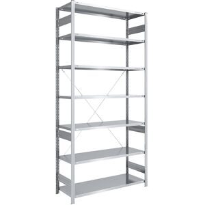 Steckregal, Bauart mittelschwer, einseitig, HxBxT 3000 x 1300 x 600 mm, verzinkt, Grundregal eurokraft pro