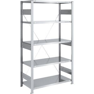 Schwerlast-Steckregal, einseitig, HxBxT 2000 x 1000 x 600 mm, verzinkt, Grundregal eurokraft pro
