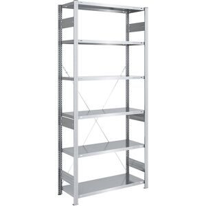 Schwerlast-Steckregal, einseitig, HxBxT 2500 x 1000 x 500 mm, verzinkt, Grundregal eurokraft pro