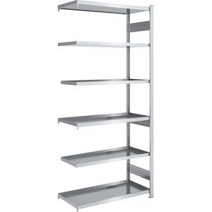 Wannenregal, Stahl verzinkt, doppelseitig, H 2500 mm, Wannen-BxT 1000 x 600 mm, Anbauregal hofe