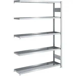 Wannenregal, Stahl verzinkt, doppelseitig, H 2000 mm, Wannen-BxT 1300 x 400 mm, Anbauregal hofe