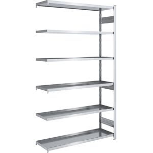 Wannenregal, Stahl verzinkt, doppelseitig, H 2500 mm, Wannen-BxT 1300 x 500 mm, Anbauregal hofe