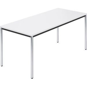 kaiserkraft Rechtecktisch, Rundrohr verchromt, BxT 1600 x 800 mm, weiß