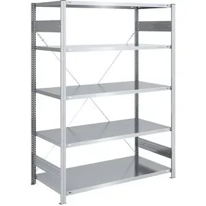 Steckregal, Bauart mittelschwer, einseitig, HxBxT 2000 x 1300 x 800 mm, verzinkt, Grundregal eurokraft pro