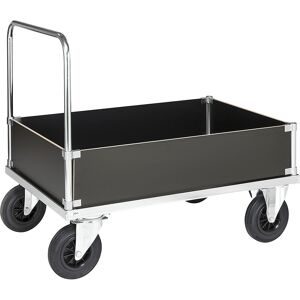 Verzinkter Plattformwagen, Kofferaufbau niedrig, LxB 1200 x 800 mm, 2 Lenk- und 2 Bockrollen, ab 2 Stk Kongamek