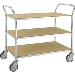 ESD-Etagenwagen, 4 Lenkrollen, 3 Ladeflächen, LxBxH 1070 x 585 x 940 mm, 2 mit Stopp, ab 2 Stk Kongamek