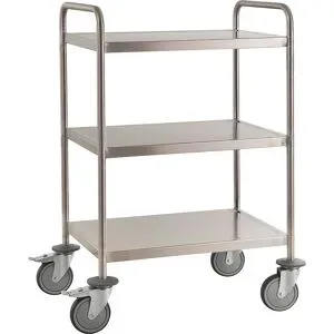 Edelstahl-Etagenwagen, verschweißt, LxBxH 825 x 575 x 1010 mm, 3 Etagen, ab 2 Stk Kongamek