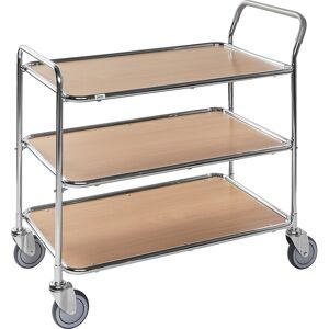Tischwagen, 3 Etagen, LxBxH 1020 x 555 x 965 mm, verzinkt / Buchedekor Kongamek