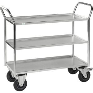 Tischwagen KM41, 3 Etagen mit Aufkantung, LxBxH 1070 x 550 x 1000 mm, verzinkt, 2 Lenk- und 2 Bockrollen, ab 5 Stk Kongamek