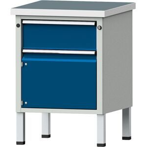 Kompaktwerkbank, BxT 605 x 650 mm, 1 Schublade, 1 Schrank, stationär, Universalplatte ANKE