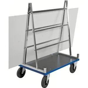 Plattenwagen KM8400, LxBxH 1000 x 700 x 1380 mm, 2 Lenkrollen mit Stopp, 2 Bockrollen Kongamek
