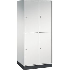 Doppelstock-Spind Intro, 2 Abteile, lichtgrau, BxT 820 x 600 mm C+P