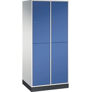 Doppelstock-Spind Intro, 2 Abteile, lichtgrau / enzianblau, BxT 820 x 600 mm C+P