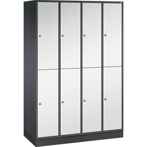 Doppelstock-Spind Intro, 4 Abteile, schwarzgrau / lichtgrau, BxT 1220 x 500 mm C+P