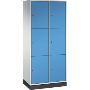 3er-Schließfachschrank Intro, 2 Abteile, lichtgrau / lichtblau, BxT 820 x 500 mm C+P