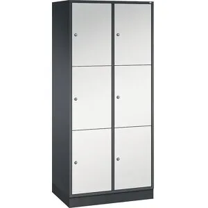 3er-Schließfachschrank Intro, 2 Abteile, schwarzgrau / lichtgrau, BxT 820 x 500 mm C+P