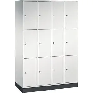 3er-Schließfachschrank Intro, 4 Abteile, lichtgrau, BxT 1220 x 500 mm C+P