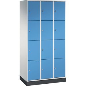 4er-Schließfachschrank Intro, 3 Abteile, lichtgrau / lichtblau, BxT 920 x 500 mm C+P