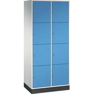 4er-Schließfachschrank Intro, 2 Abteile, lichtgrau / lichtblau, BxT 820 x 500 mm C+P
