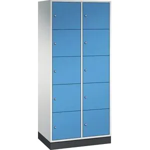 5er-Schließfachschrank Intro, 2 Abteile, lichtgrau / lichtblau, BxT 820 x 500 mm C+P