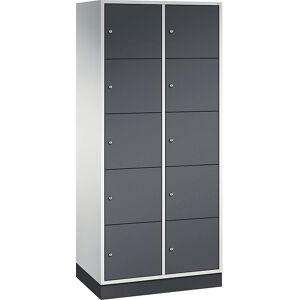 5er-Schließfachschrank Intro, 2 Abteile, lichtgrau / schwarzgrau, BxT 820 x 500 mm C+P
