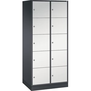 5er-Schließfachschrank Intro, 2 Abteile, schwarzgrau / lichtgrau, BxT 820 x 600 mm C+P