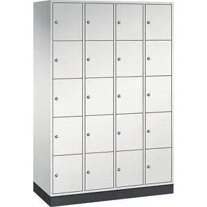 5er-Schließfachschrank Intro, 4 Abteile, lichtgrau, BxT 1220 x 500 mm C+P