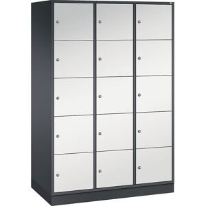 5er-Schließfachschrank Intro, 3 Abteile, schwarzgrau / lichtgrau, BxT 1220 x 600 mm C+P