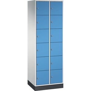 6er-Schließfachschrank Intro, 2 Abteile, Korpus lichtgrau, Türen lichtblau C+P