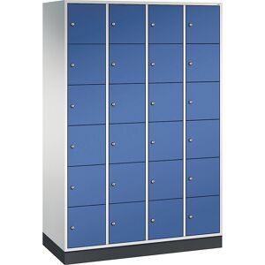 6er-Schließfachschrank Intro, 4 Abteile, Korpus lichtgrau, Türen enzianblau C+P