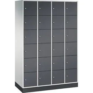 6er-Schließfachschrank Intro, 4 Abteile, Korpus lichtgrau, Türen schwarzgrau C+P