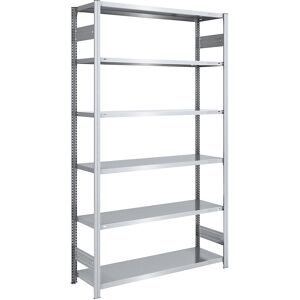 Steckregal, Bauart leicht, doppelseitig, HxBxT 2500 x 1300 x 500 mm, verzinkt, Grundregal eurokraft pro