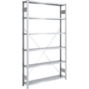 Steckregal, Bauart leicht, einseitig, HxBxT 2500 x 1300 x 300 mm, verzinkt, Grundregal eurokraft pro