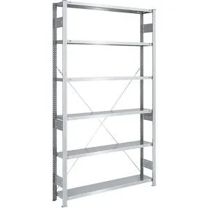 Schwerlast-Steckregal, einseitig, HxBxT 2500 x 1300 x 300 mm, verzinkt, Grundregal eurokraft pro