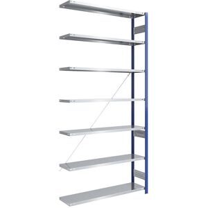 Steckregal, Bauart leicht, einseitig, HxBxT 3000 x 1300 x 400 mm, blau/verzinkt, Anbauregal eurokraft pro
