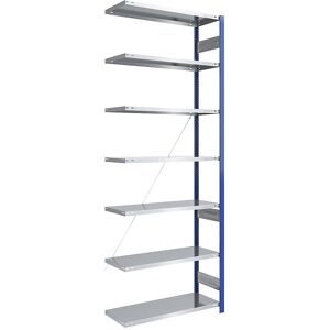 Steckregal, Bauart leicht, einseitig, HxBxT 3000 x 1000 x 500 mm, blau/verzinkt, Anbauregal eurokraft pro