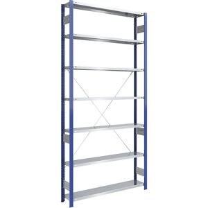Steckregal, Bauart leicht, einseitig, HxBxT 3000 x 1300 x 300 mm, blau/verzinkt, Grundregal eurokraft pro