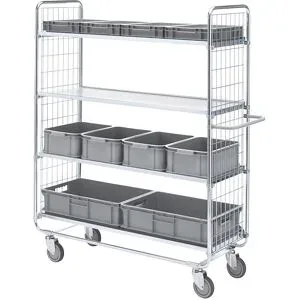Etagenwagen SERIE 100, 4 Etagen, LxBxH 800 x 460 x 1585 mm HelgeNyberg