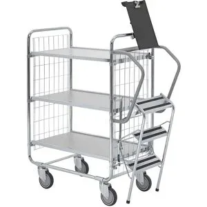 Leiterwagen SERIE 100, 3 Etagen, LxBxH 890 x 460 x 1120 mm HelgeNyberg