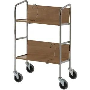 Aktenordnerwagen verchromt, 2 Etagen, LxBxH 550 x 340 x 840 mm, Eiche-Dekor HelgeNyberg