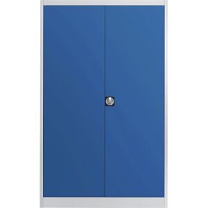 Extrahoher Universalschrank, HxBxT 2200 x 1200 x 500 mm, lichtgrau / enzianblau mauser