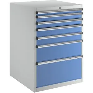 Schubladenschrank, Höhe x Breite x Tiefe 1000 x 717 x 725 mm, Schubladen 1 x 50, 2 x 75, 2 x 100, 1 x 200, 1 x 300 mm eurokraft pro