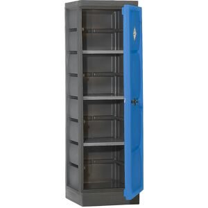 Umweltschrank aus PE, 1-türig, Fachböden verzinkt eurokraft pro