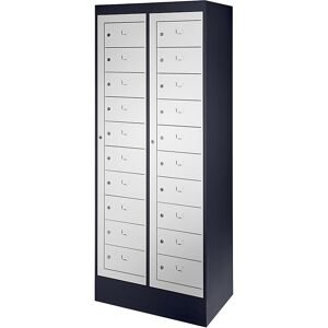 kaiserkraft Laptopschrank, 20 Fächer, HxB 1900 x 782 mm, schwarzgrau / lichtgrau