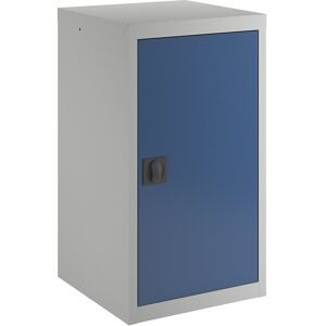 kaiserkraft Flügeltürschrank, mit Vollblechtür, 2 Fachböden, lichtgrau / enzianblau